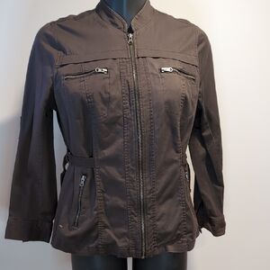 Penningtons Brown Cinched Waist Cotton Zip Jacket